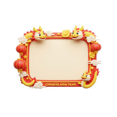 Chinese New Year Celebration Dragon Decorations Around Empty Space On Transparent Background