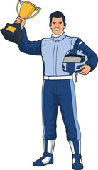Winning Race Car Driver Illustration