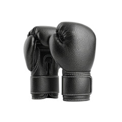 Pair of Black Leather Boxing Gloves on White Background