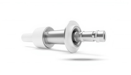 Metal mechanical part with a smooth finish on white background  