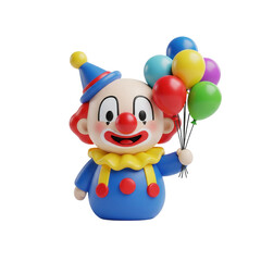 Cheerful Clown Character Holding Balloons On A transparent Background For Festive Occasion