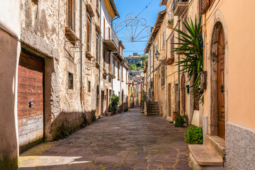 Montenero Sabino, beautiful village overlooked by a medieval castle. Province of Rieti, Lazio, Italy.