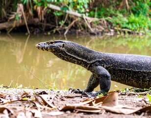 Monitor lizard by water