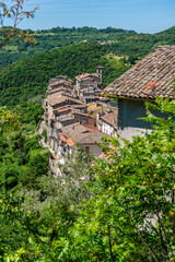 Montenero Sabino, beautiful village overlooked by a medieval castle. Province of Rieti, Lazio, Italy.
