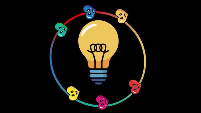 Creative Lightbulb Concept with Colorful Hearts Innovative Ideas and Inspiration