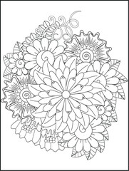 Intricate floral doodle design for coloring