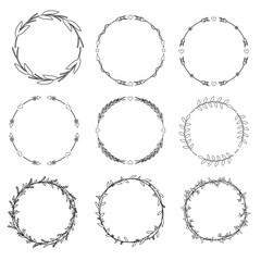 Set of Circle Outline Wreath Frame