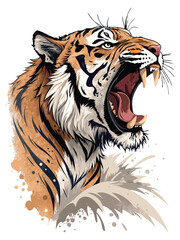 Roaring Tiger Vector Illustration – Dynamic Wild Animal Art.