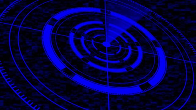 3d Blue radar Navigation is looking for objects. Animation - a green ray running on the screen of the sea radar.