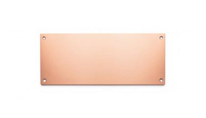 Blank copper nameplate in minimalist design on white background  