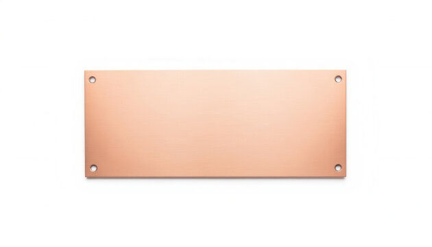 Blank copper nameplate in minimalist design on white background  