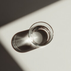 Top view glass of water with white background 