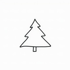 Fototapeta premium Clean evergreen tree silhouette with layered triangular shape and small trunk on white background. 