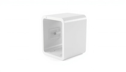 Modern white cube storage container with open design  