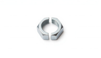 Metal nut fastener on white background  
