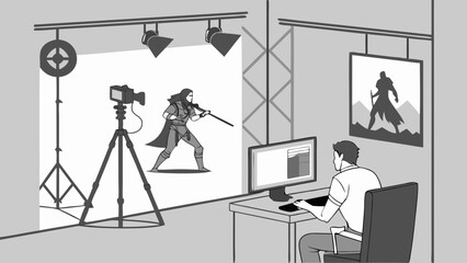 Studio Setup Filmmaking Animation Production Character Design Digital Art Graphic Design Video Production Post Production Computer Workstation Artistic Workflow.