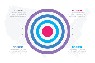Target Infographic design template with 4 steps for web, business, presentations.