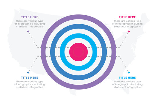 Target Infographic design template with 4 steps for web, business, presentations.
