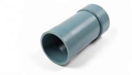 Grey PVC pipe tube on white background  