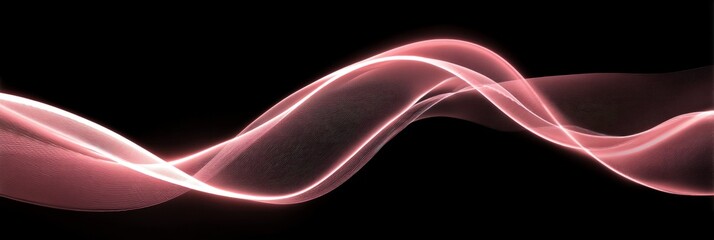 Elegant pink glowing wave pattern on black background