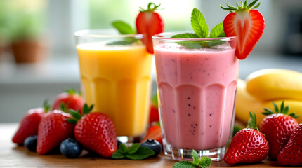 A delicious fruit drink for health in the kitchen.