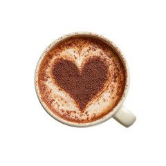 Heart-Shaped Cocoa Latte Art in a Mug - Top View