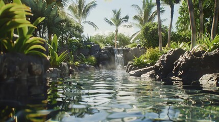 Discovering a secluded waterfall nestled within the lush depths of a jungle paradise