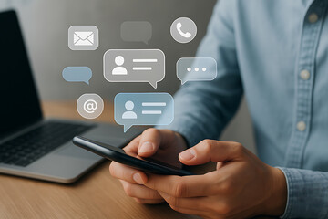 Mobile User Engaging in Online Chat and Social Media Conversations