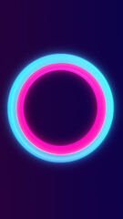 Minimalistic glowing neon ring in blue and purple hues on a dark background with futuristic aesthetics