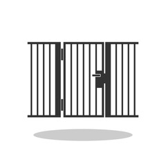 Metal park fence icon with shadow