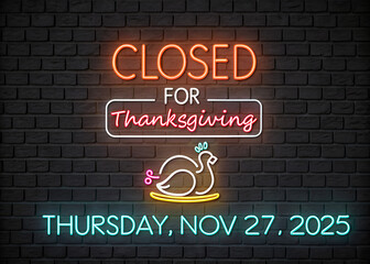 Thanksgiving Day Closure Announcement Poster Design – Office Closed Holiday Notice