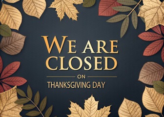 Thanksgiving Day Closure Announcement Poster Design – Office Closed Holiday Notice