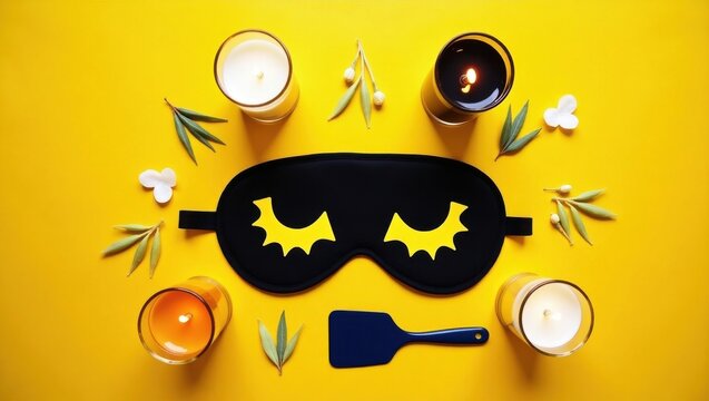 Mystery and desire: candles, mask, and whispers in shadows.
