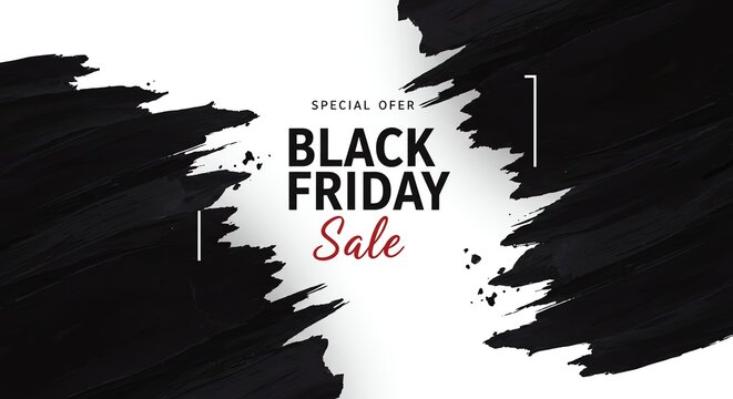 Black Friday sale announcement with brushstroke background