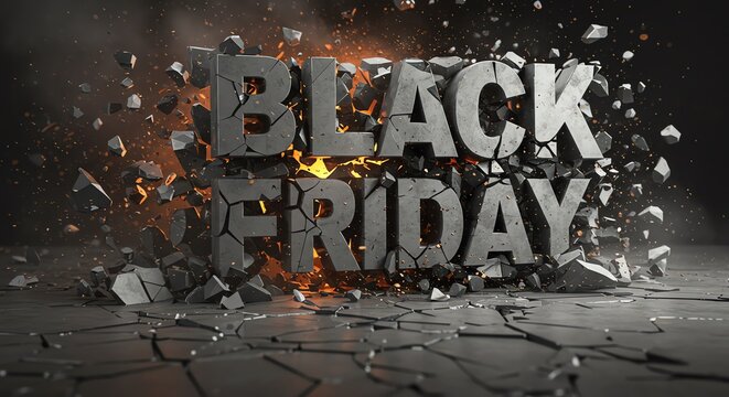 Black Friday text explosion with cracked ground