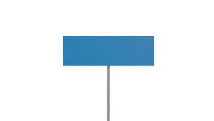 Blank blue rectangular sign or banner on white background for direction signs or advertising