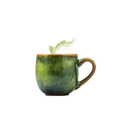 Refreshing Green Matcha Tea in a Rustic Mug