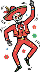 Fototapeta premium Dancing Skeleton Silhouette – Fun Halloween Vector Illustration