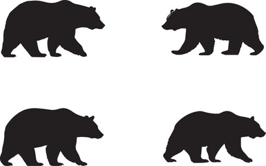 Fototapeta premium Walking bear silhouette vector illustration on a white background silhouette