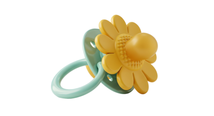Baby pacifier in flower shape on white background