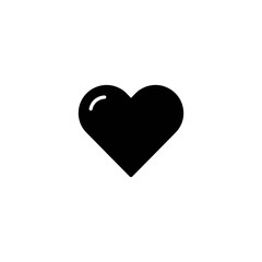 Elegant black heart silhouette icon with a subtle highlight, a timeless symbol for Valentine's Day, romance, and affection