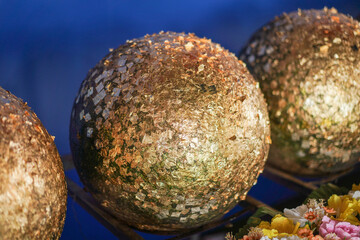 golden christmas balls