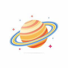 Illustration plate stylis&eacute;e d&rsquo;astre saturne