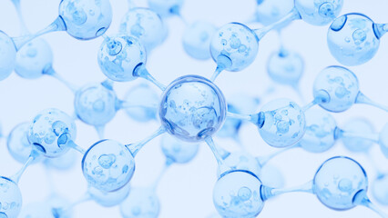 Abstract Molecule and Atom Structure Model - Science, Medical Background, Skincare Technology, and Cosmetic Innovation. 3d rendering.