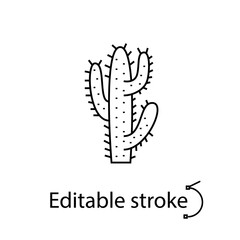 Cactus thin icon. Succulent plant. Africa and America flora. Tropical nature. Vector stock illustration