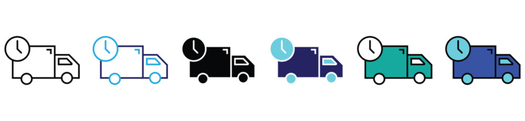 Fast Delivery Truck and Shipping Icon Set for Logistics and Online Order