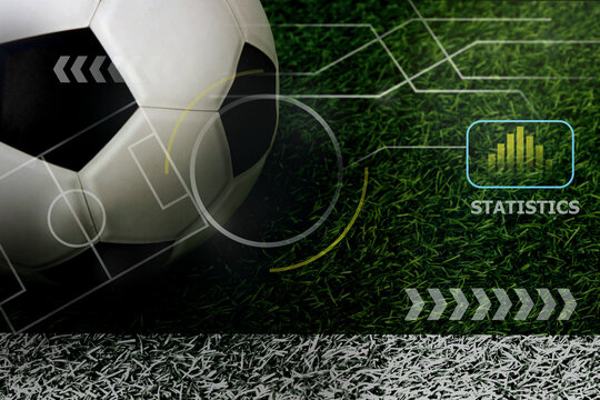 Soccer and sports statistics with game analytics and player performance information.Football analytics showing player performance and match statistics.Sports data visualization of soccer games