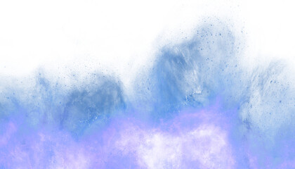 Clouds and smoke on transparent, diffused and turbulent blue tones, objects, graphics created with a tablet, to serve as design elements or backgrounds.