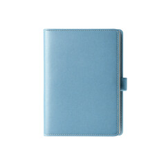 Light Blue Leather Notebook with Elastic Closure - Stationery Mockup