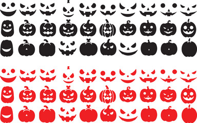 Obraz premium faces, halloween, illustration, design, black, pumpkin, silhouettes, vector